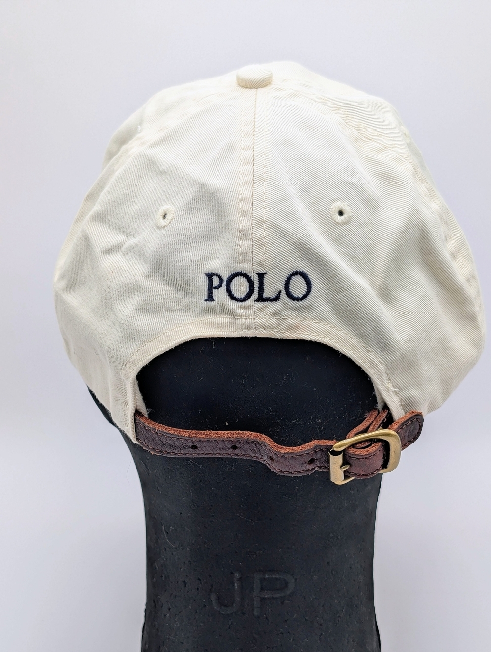 Polo by Ralph Lauren Cream Baseball Cap w Navy Pony Vintage Polo Ralph Lauren - Picture 4 of 7